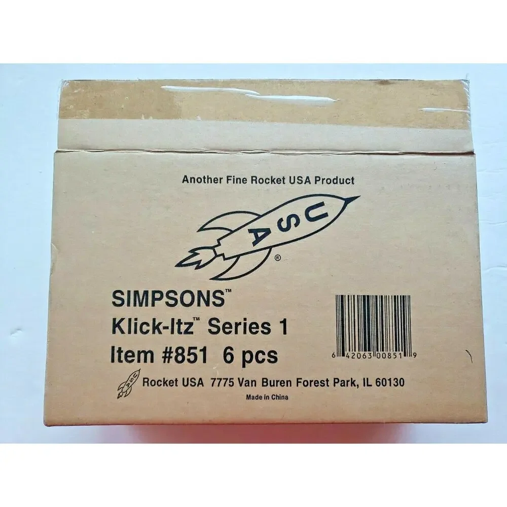 SIMPSONS KLICK-ITZ Metal Click Toy SET OF‎ 6 BY ROCKET 2002 RARE HTF SET IN Box